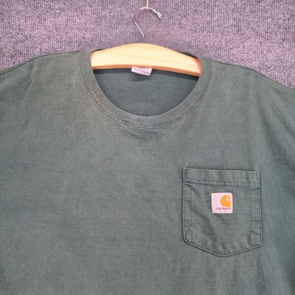 Carhartt Short Sleeve T Shirt Size 2XL Green Patch Logo Front Pocket - Picture 7 of 12